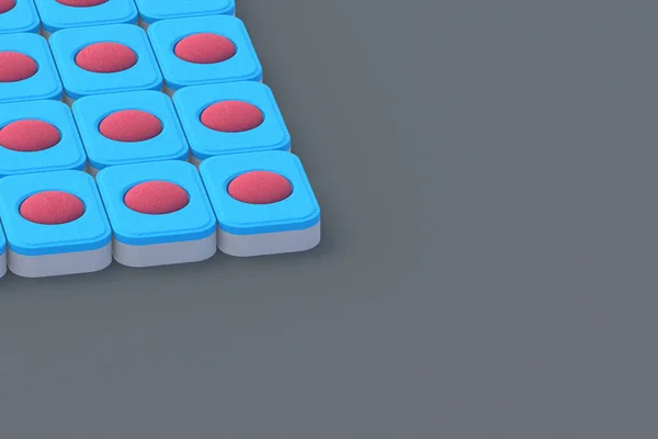 Rows of dishwasher detergent tablets. Copy space. 3d render