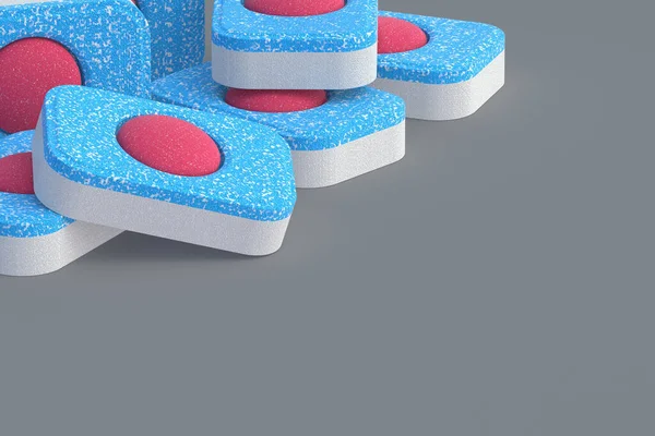 Stack Dishwasher Detergent Tablets Gray Background Render — Stock Photo, Image