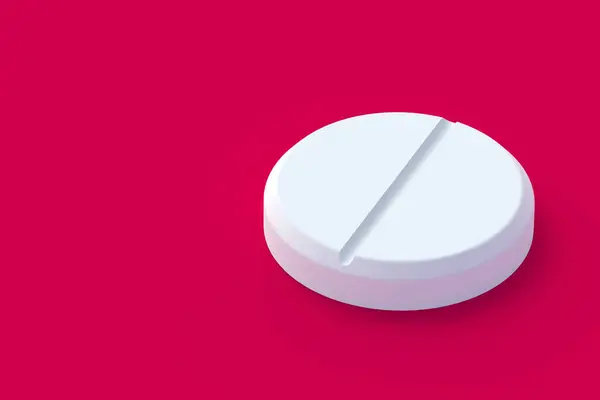 Píldora Sobre Fondo Rojo Concepto Salud Medicina Dosis Medicamentos Vitaminas —  Fotos de Stock