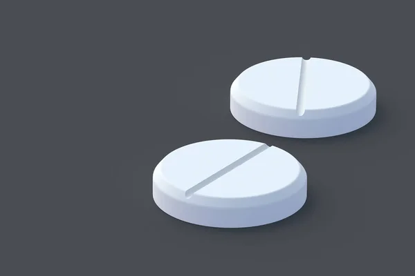 Две Таблетки Черном Фоне Концепция Здравоохранения Медицины Дозировка Лекарств Витаминов — стоковое фото