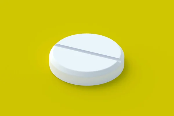 Pill Yellow Background Concept Healthcare Medical Dosage Medications Vitamins Render — Stock Photo, Image