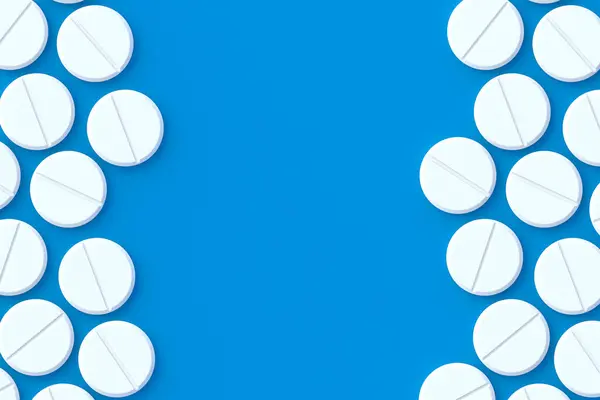 Mavi Arka Planda Haplar Sağlık Sağlık Sigortası Kavramı Laç Vitamin — Stok fotoğraf