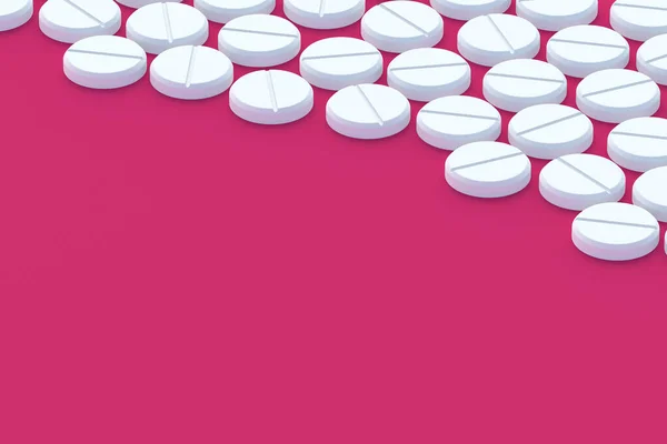 赤い背景に丸薬 医療と医療の概念 薬やビタミンの投与量 コピースペース 3Dレンダリング — ストック写真