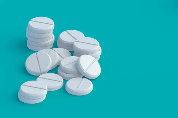 薬のスタック 医療と医療の概念 薬やビタミンの投与量 コピースペース 3Dレンダリング — ストック写真