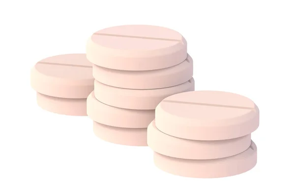 Mucchio Pillole Isolate Sfondo Bianco Rendering — Foto Stock