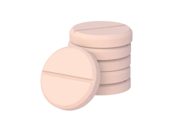 Stack Pills Isolated White Background Render — Stock Photo, Image