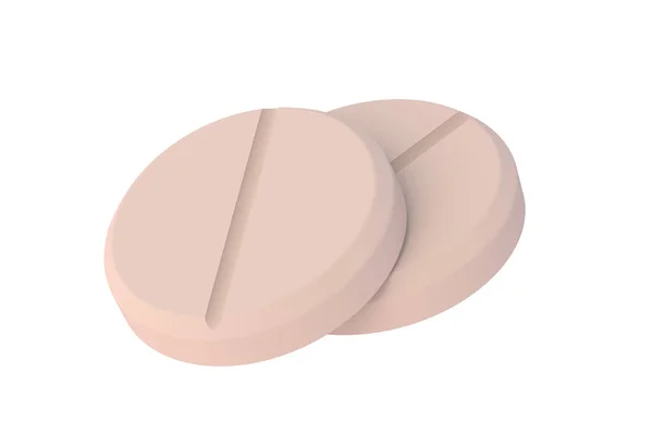 Pillole Rotonde Isolate Sfondo Bianco Rendering — Foto Stock