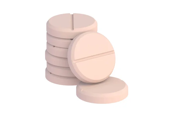 白い背景に単離された薬のスタック 3Dレンダリング — ストック写真