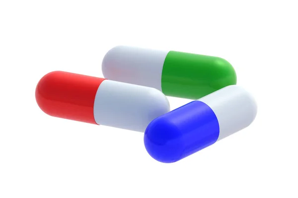 Fehér Alapon Izolált Tabletták Renderelés — Stock Fotó