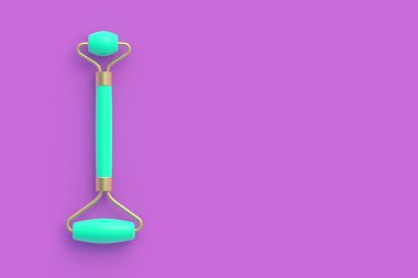 Yüz masajı silindiri. Yüzümü ve sağlığımı kaldırıyorum. Kozmetik aksesuarlar. Yüz derisi. Uzayı kopyala Üst Manzara. 3d hazırlayıcı