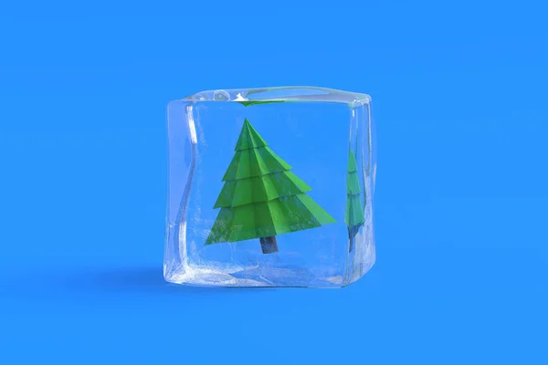 Christmas Tree Ice Cube Illustration — Stock Photo, Image