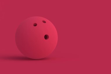 Kırmızı arka planda bovling topu. 2023 yılının rengi. Uzayı kopyala 3d hazırlayıcı