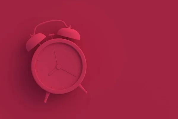 赤の背景にマゼンタの目覚まし時計 2023年の色 コピースペース 最上階だ 3Dレンダリング — ストック写真