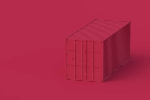 红色背景的品红货运集装箱 2023年的色彩 复制空间 3D渲染 — 图库照片