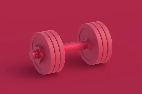 Dumbbell Magenta Red Background Color Year 2023 Render — Stock Photo, Image