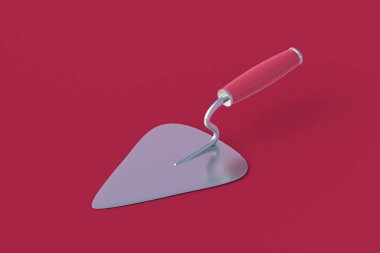 Kırmızı arka planda mor bir mala. 2023 yılının rengi. 3d hazırlayıcı