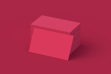 Kırmızı arka planda morun kartviziti. 2023 yılının rengi. 3d hazırlayıcı