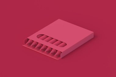 Kırmızı arka planda mor kalemler var. 2023 yılının rengi. 3d hazırlayıcı