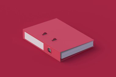 Kırmızı arkaplanda morumsu kağıt klasörü. 2023 yılının rengi. 3d hazırlayıcı