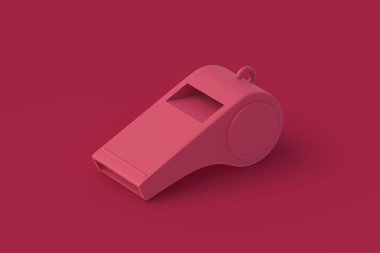 Kırmızı arka planda eflatun bir ıslık. 2023 yılının rengi. 3d hazırlayıcı