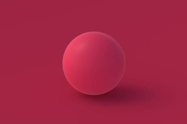 Kırmızı arka planda pingpong topu. 2023 yılının rengi. 3d hazırlayıcı