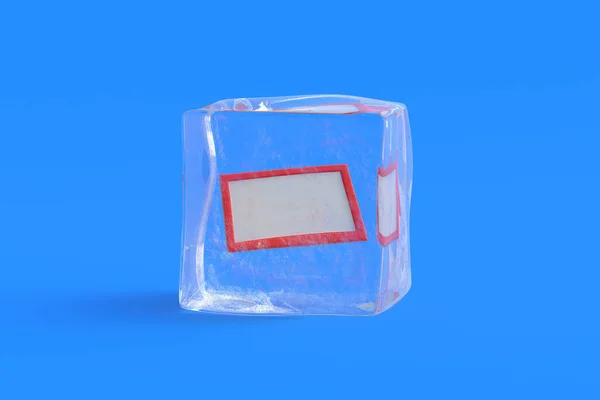 Photo frame in ice cube. 3d illustration