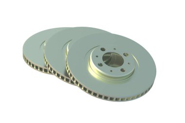 Fren diskleri beyaz arkaplanda izole edildi. 3d hazırlayıcı