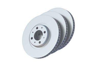 Fren diskleri beyaz arkaplanda izole edildi. 3d hazırlayıcı