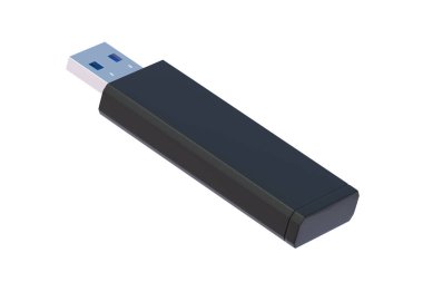 Flaş bellek, USB bellek beyaz arka planda izole edilmiş. 3d hazırlayıcı