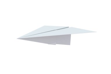 Handmade paper plane isolated on white background. Origami airplane. 3d render