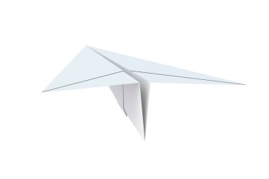 Paper plane isolated on white background. Origami airplane. 3d render