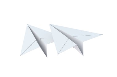 Paper planes isolated on white background. Origami airplane. 3d render