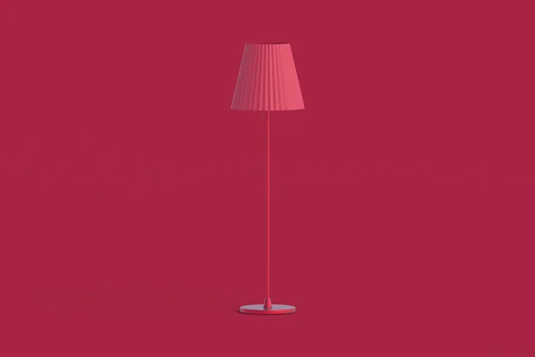 Floor lamp of magenta on red background. Color of the year 2023. 3d render