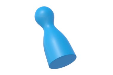 Blue board game chip isolated on white background. 3d render