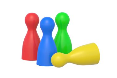 Colorful board game chips isolated on white background. 3d render