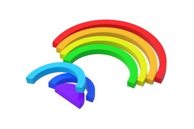 Rainbow isolated on white background. Educational logic toys. Montessori games. 3d render
