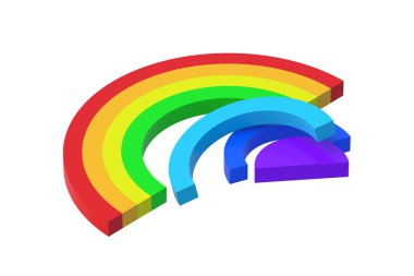 Rainbow isolated on white background. Educational logic toys. Montessori games. 3d render