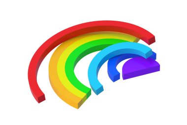 Rainbow isolated on white background. Educational logic toys. Montessori games. 3d render