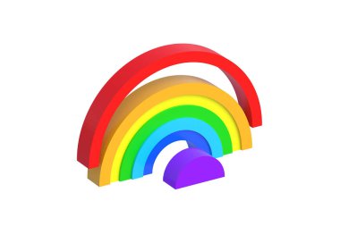 Rainbow isolated on white background. Educational logic toys. Montessori games. 3d render
