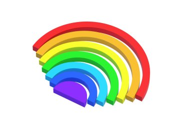 Rainbow isolated on white background. Educational logic toys. Montessori games. 3d render