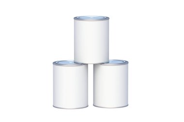 Paint cans isolated on white background. 3d render