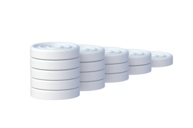 Stack of checkers isolated on white background. Intellectual board game. 3d render