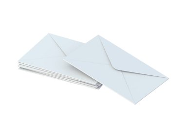 Heap of envelopes isolated on white background. 3d render