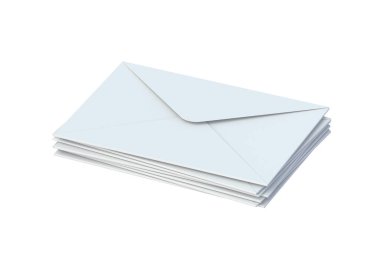 Stack of envelopes isolated on white background. 3d render