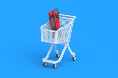 Dynamite in market cart. 3d render