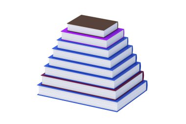 Heap of colorful books isolated on white background. 3d render