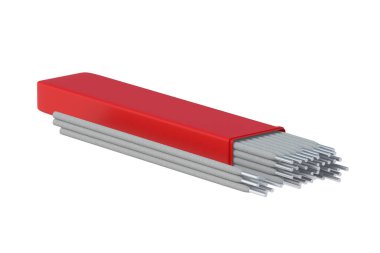Welding electrodes in case isolated on white background. 3d render