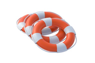 Lifebuoys isolated on white background. 3d render