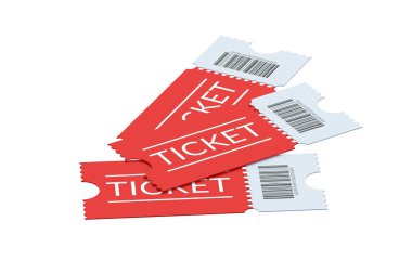Heap of tickets isolated on white background. 3d render