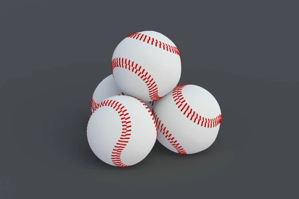 Heap of baseball balls. Sports accessories. 3d render